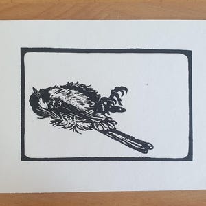 Mésange en linogravure
