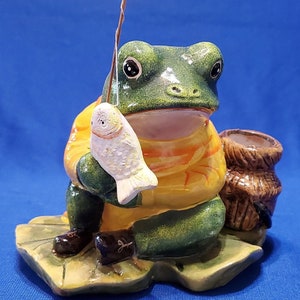 Mr. Frog Fisherman Piggy Bank