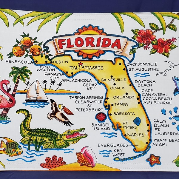 Florida Map Tea Towel