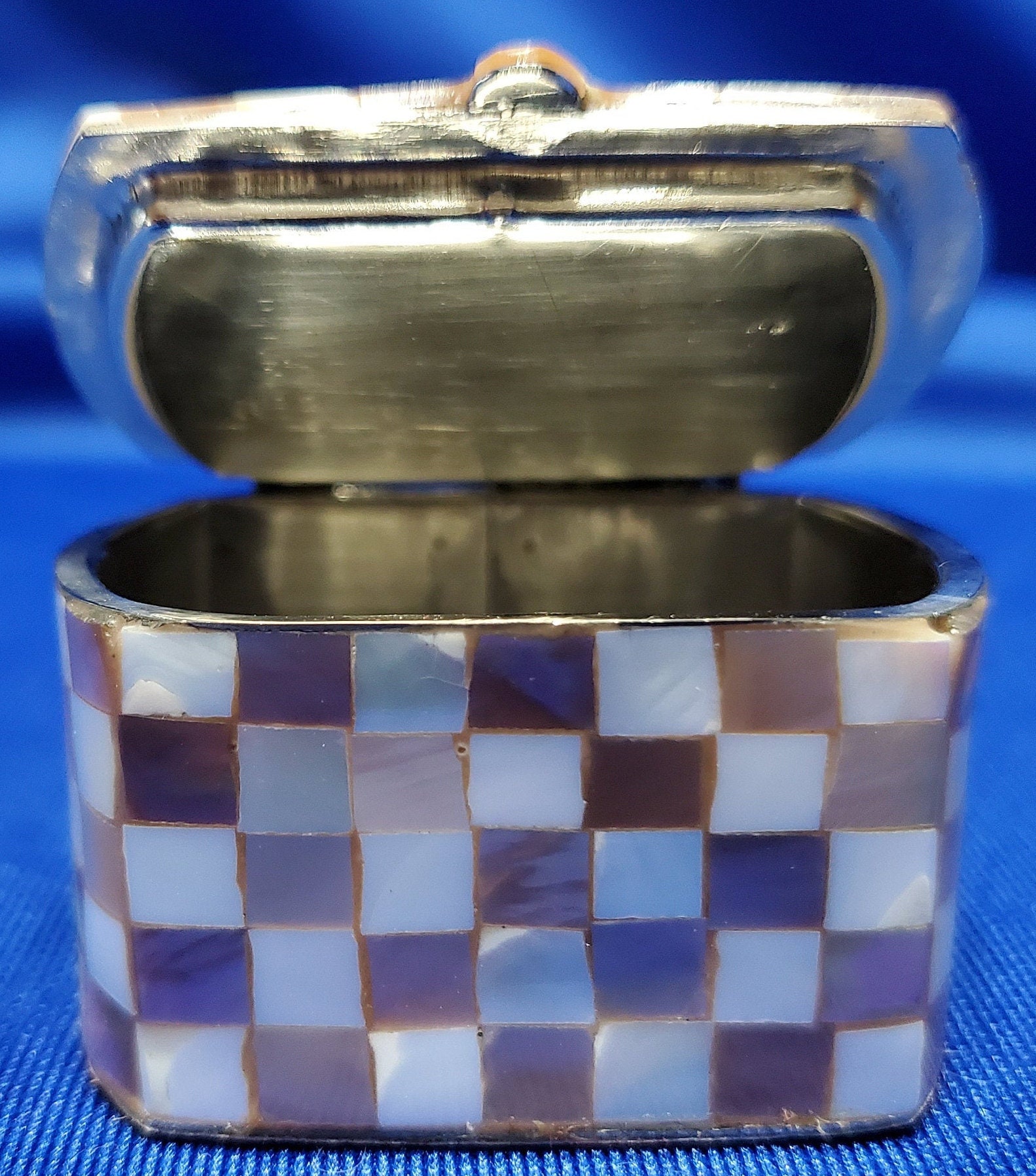Sterling Silver Inlay Pill Box Vintage Mother of Pearl Star -  UK