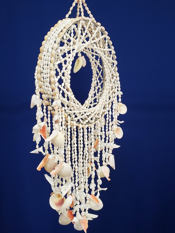 Dream Catcher Moon Shells and Rose Cockle Sea shell Chandelier