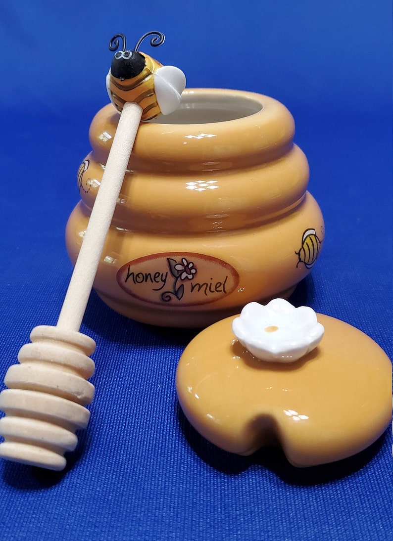 Honey Jar With Dipper Etsy