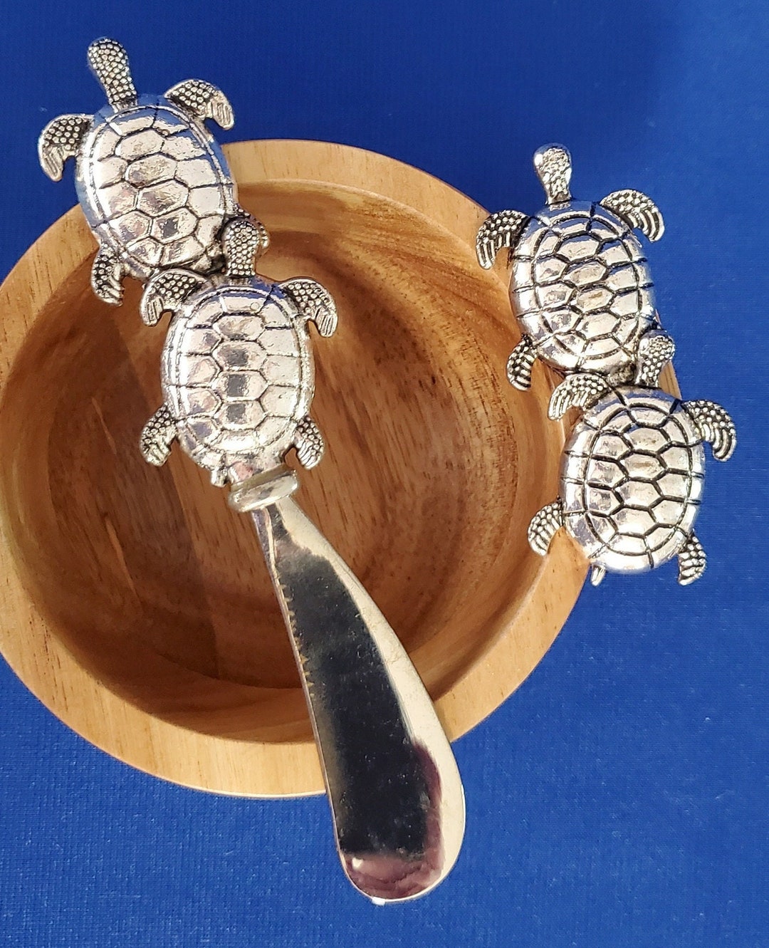 Beautiful Turtle Wood Bowl With Spreader - Etsy
