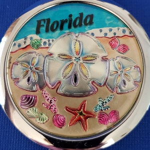 Miroir coquillage Florida compact Seashell silver