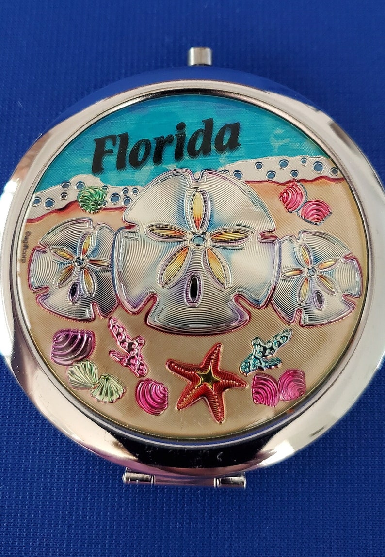 Miroir coquillage Florida compact Seashell silver