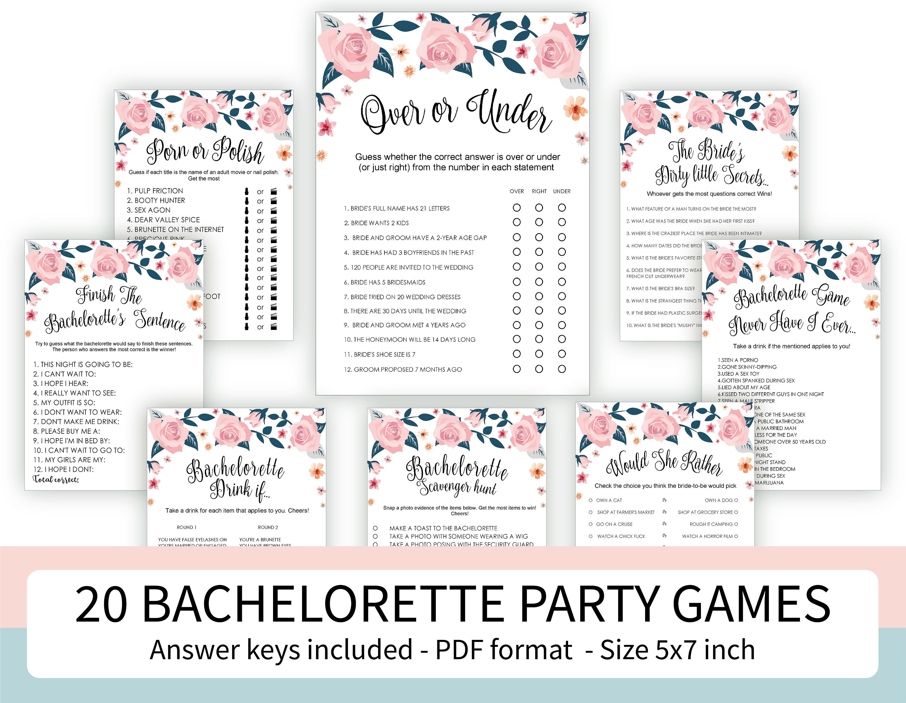 Bachelorette Party Game Bridal Shower Games Printable Bridal Etsy