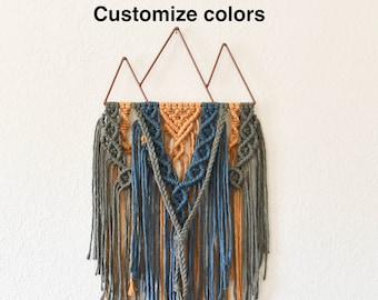Custom color mini mountain wall hanging / macrame mountain / mountain / woodsy decor / custom macrame / mountain wall hanging /nursery decor