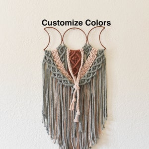 Custom color Mini Moon wall hanging / macrame moon / moon phases  / triple moon goddess  / custom macrame  / moon decor / nursery decor