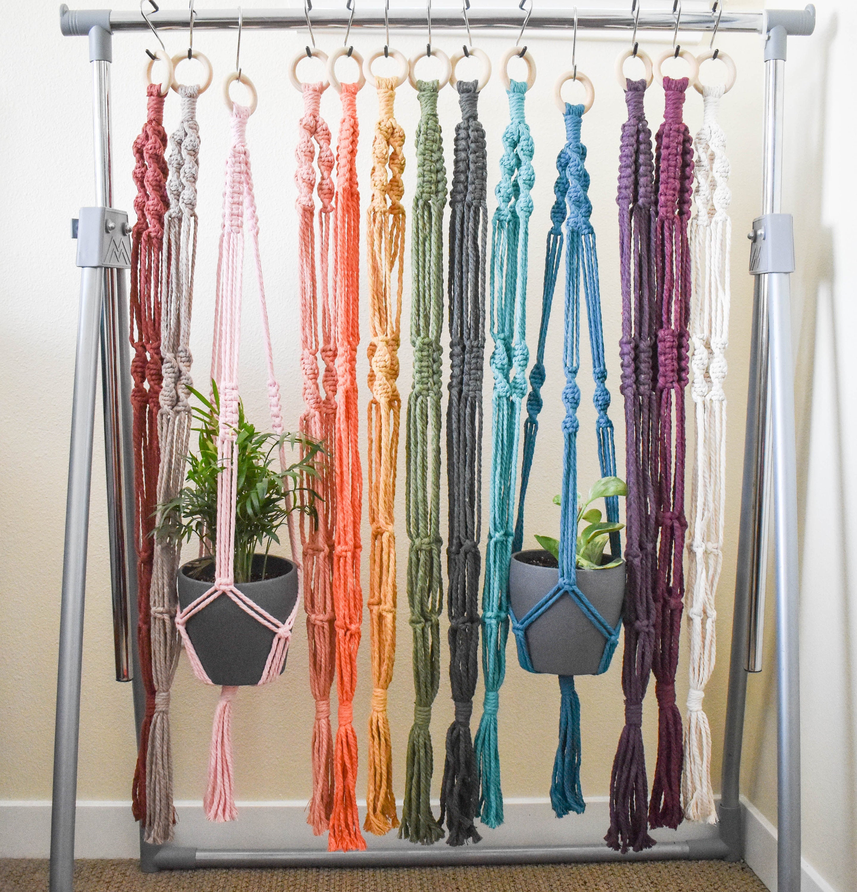 36" Macrame Plant Hanger – Basic Style – 11 Different Colors – USA Made