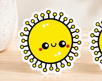 Yellow Virus Sticker | Kawaii Science Decal | 3 inches