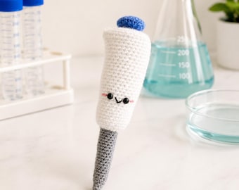 Handmade Amigurumi Pipet / Pipette - Finished Object - Various Colors - Stuffed Science Toy