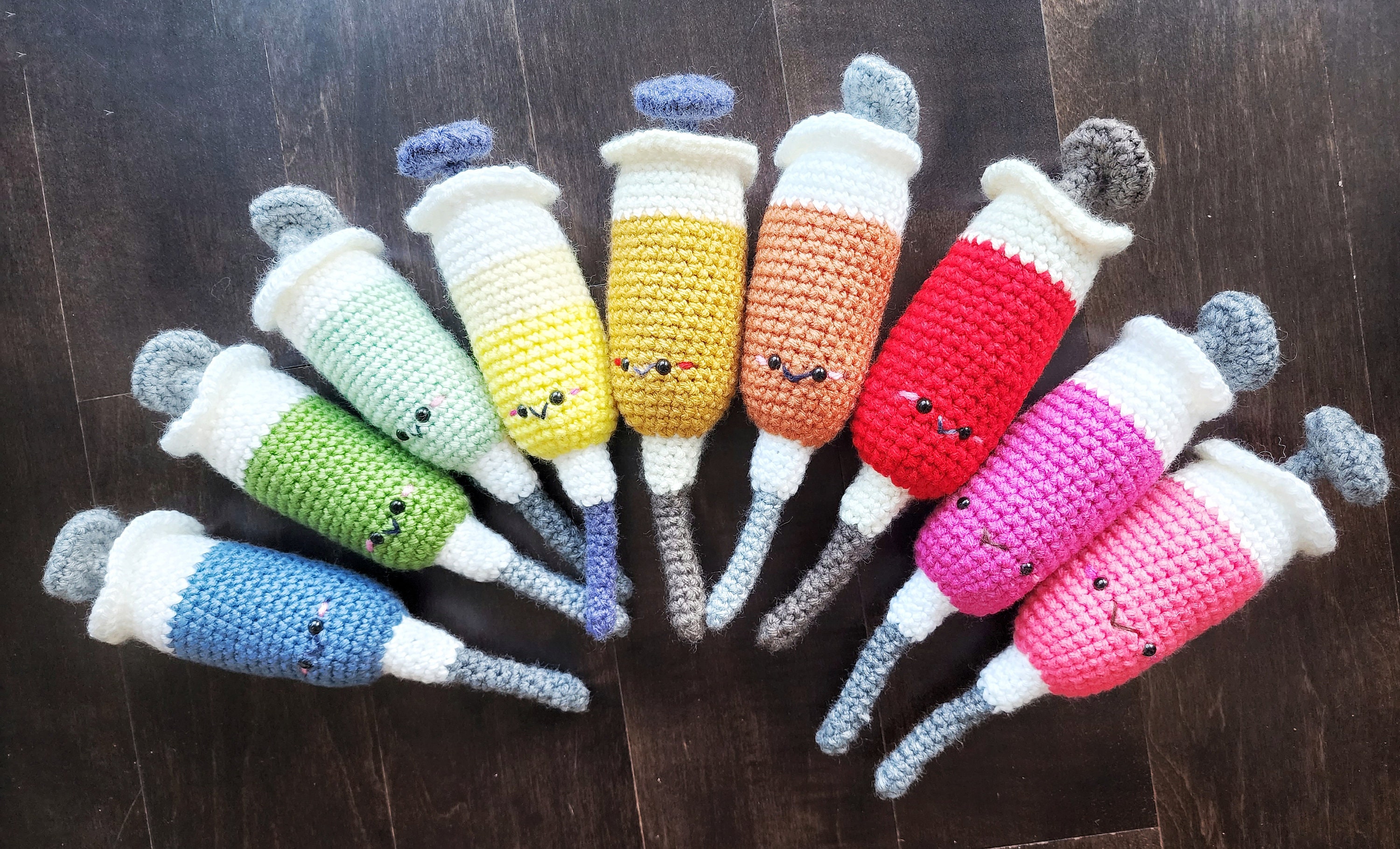 Handmade Amigurumi Vaccine / Syringe Finished Object Various Colors