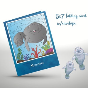 Card: Manatees (from coloring book "Endangered Animals of North America")