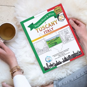 Food and Wine of Tuscany, Italy - Adult Coloring Book