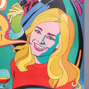 1970 Psychedelic Large Advertising Woman Portrait BYASS 96