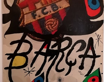 1974 Fc Barcelona Vintage Large Print by Joan Miró