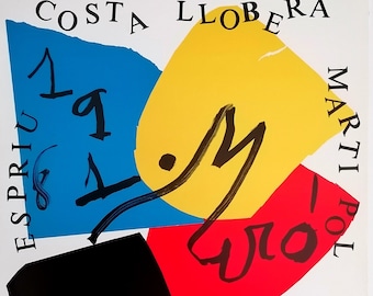 May include: A colorful abstract art poster with a black, red, yellow, and blue design. The poster features the text "COSTA LLOBERA", "ESPRIU", "MARTI POL", "SALA GASPAR", and "CONSELL DE CENT, 323 - BARCELONA".
