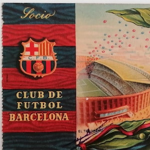 1958 FC Barcelona antieke voetbalmemorabilia