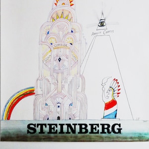 Cartel de la exposición de Saul Steinberg de 1989 en la galería Maeght de Barcelona
