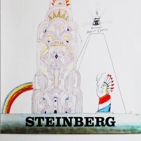 1989 Saul Steinberg Exhibition Poster from Maeght Gallery Barcelona