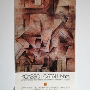 Cartel pequeño de Pablo Picasso de 1981 de la exposición de arte "Picasso y Cataluña"