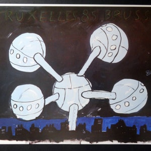 Atomium Brussels Vintage Poster by Javier Mariscal