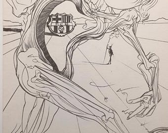 サルバドール・ダリのサイン入りアート FCバルセロナの委託作品 - Etsy