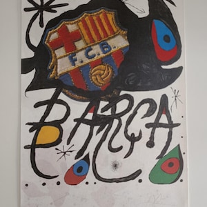 FCバルセロナサッカークラブの委託によるジョアン・ミロのサイン入りアート