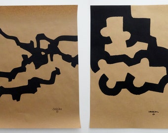 Lot de 2 affiches Chillida 50 x 70 sérigraphie Art brutaliste