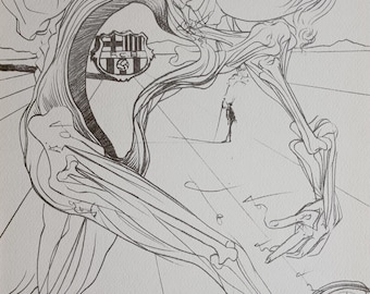 サルバドール・ダリのサイン入りアート FCバルセロナの委託作品 - Etsy