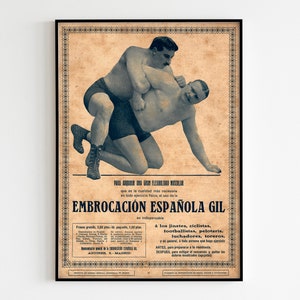 Men Wrestling 50x70 Poster Retro Advertising