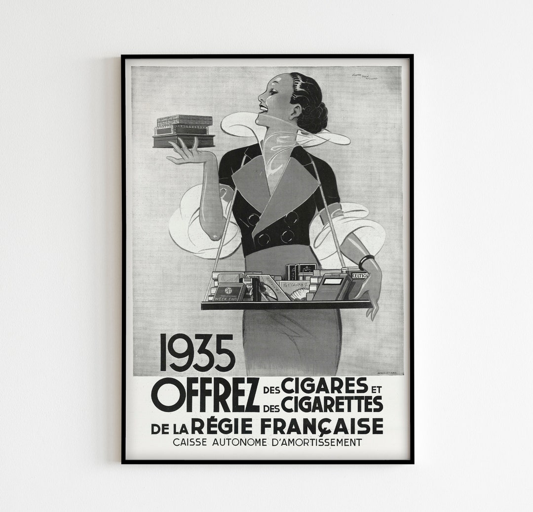 Vintage French AD 50x70 Poster Cigarettes Print - Etsy