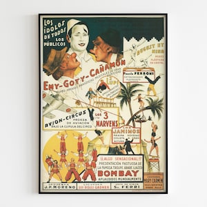 50x70 Poster Antique Circus Print from 1940s Barcelona