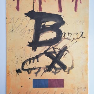 Antoni Tapies Art Signed in Plate Commissioned Work Fc Barcelona