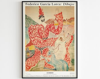 Federico Garcia Lorca Poster 50x70 Disegni Mostra Madrid 1986