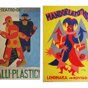 Set 2 Poster Grandi di Depero Fortunato Campari Artista dell'Arte Futuristica Italiana