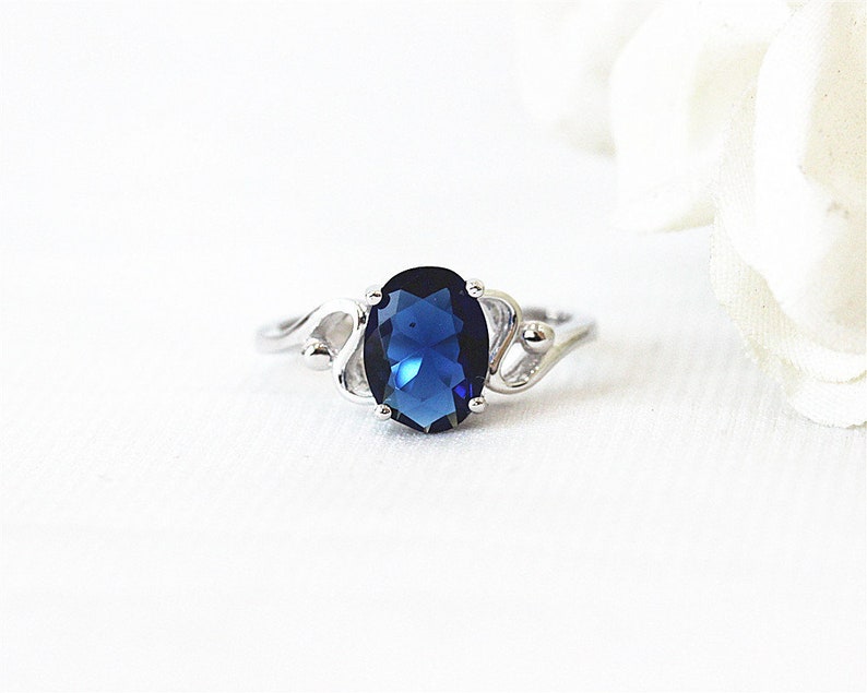 Silver Ring 7*9mm Oval CutLab Created Sapphire Ring White Gold Plated Ring Half Eternity Ring Gemstone Ring Engagement Ring Promise Ring