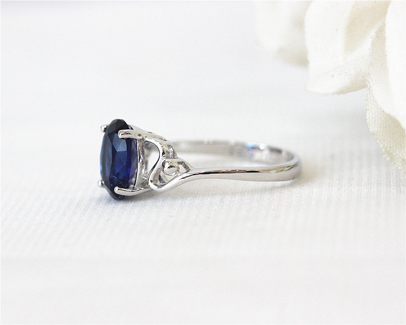 Silver Ring 7*9mm Oval CutLab Created Sapphire Ring White Gold Plated Ring Half Eternity Ring Gemstone Ring Engagement Ring Promise Ring