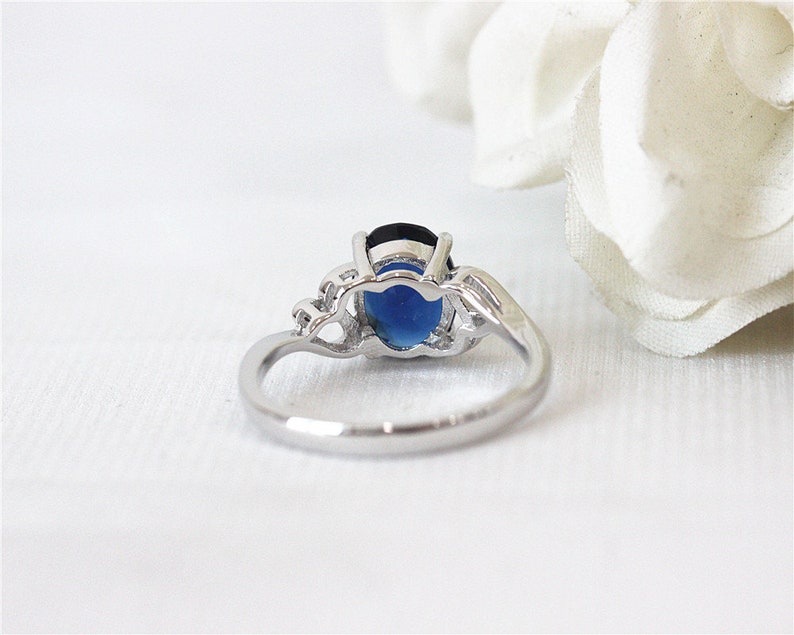 Silver Ring 7*9mm Oval CutLab Created Sapphire Ring White Gold Plated Ring Half Eternity Ring Gemstone Ring Engagement Ring Promise Ring