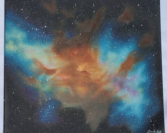 Large galaxy oil painting- galaxy painting- space painting on canvas- large space painting- nebula art- 16"×20"- outer space wall art