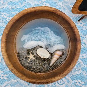 Ocean Trinket Dish: Wood Ring Dish with California Sand & Shells