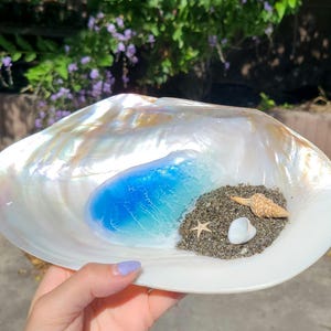 Ocean trinket dish shell ocean dish purple ocean shell dish resin ocean bowl