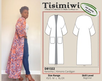 Kimono Cardigan Digital PDF Sewing Pattern || US size XS-2X || Instant Download sewing pattern | summer