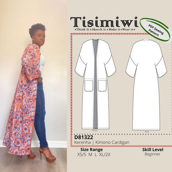 Kimono Cardigan Digital PDF Sewing Pattern || US size XS-2X || Instant Download sewing pattern | summer