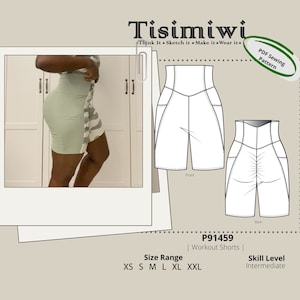 Women&#39;s Workout shorts | PDF Sewing pattern P91459 | Booty shorts | Size XS-XXL  | Gym Shorts | Yoga Shorts