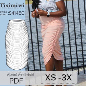 Ruched Pencil Skirt | Fitted Skirt | PDF Printable Pattern | women&#39;s Skirt |