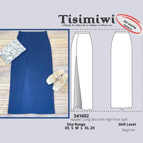 Long Skirt with High split | PDF Printable Pattern | women's Skirt | S41652.