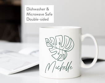 Personalized Monstera Plant Mug | Coffee Lover Gift