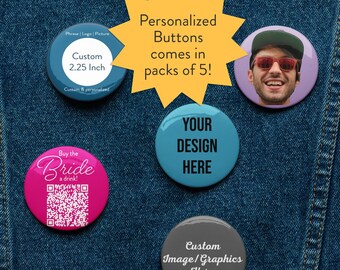 Personalized Pin Buttons | Party Favors, Bridal Shower, Convention
