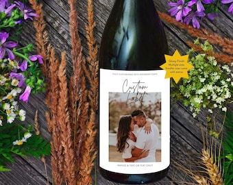 Custom Photo Wine Label | Personalized Engagement, Wedding, Bachelorette (Glossy)